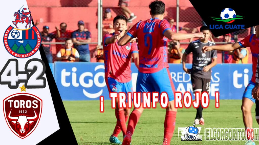 Jugadores de Municipal celebrando la remontada en el partido Municipal vs Malacateco, Torneo Clausura 2025