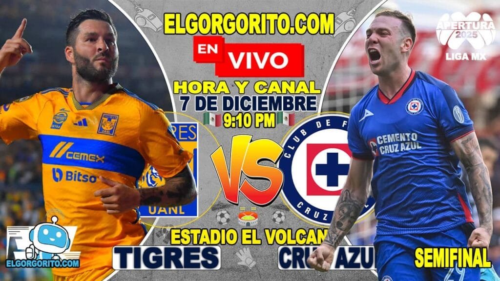 Tigres vs Cruz Azul Hora y Canal dónde ver