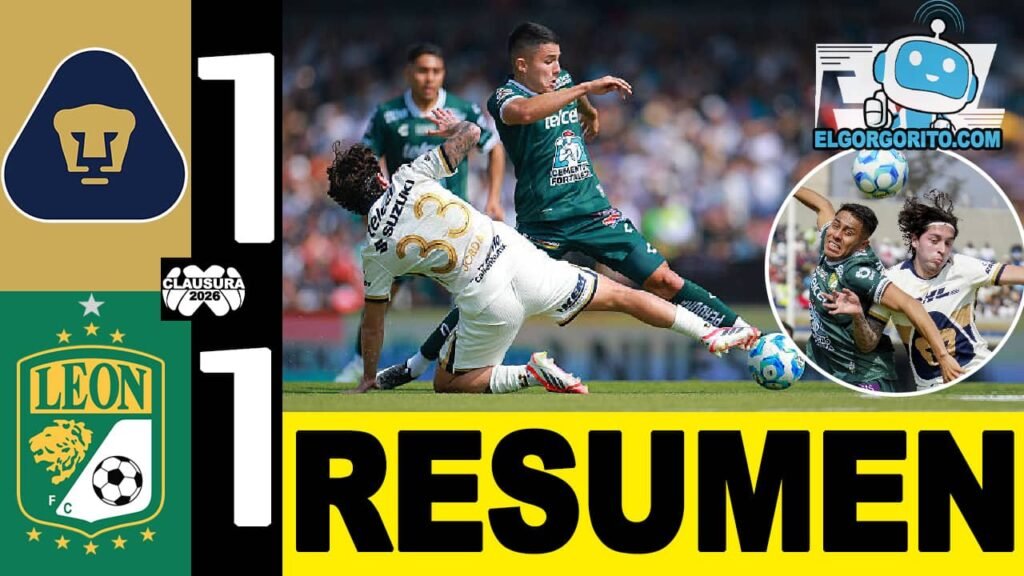 Pumas y León con drama Termino Empatado